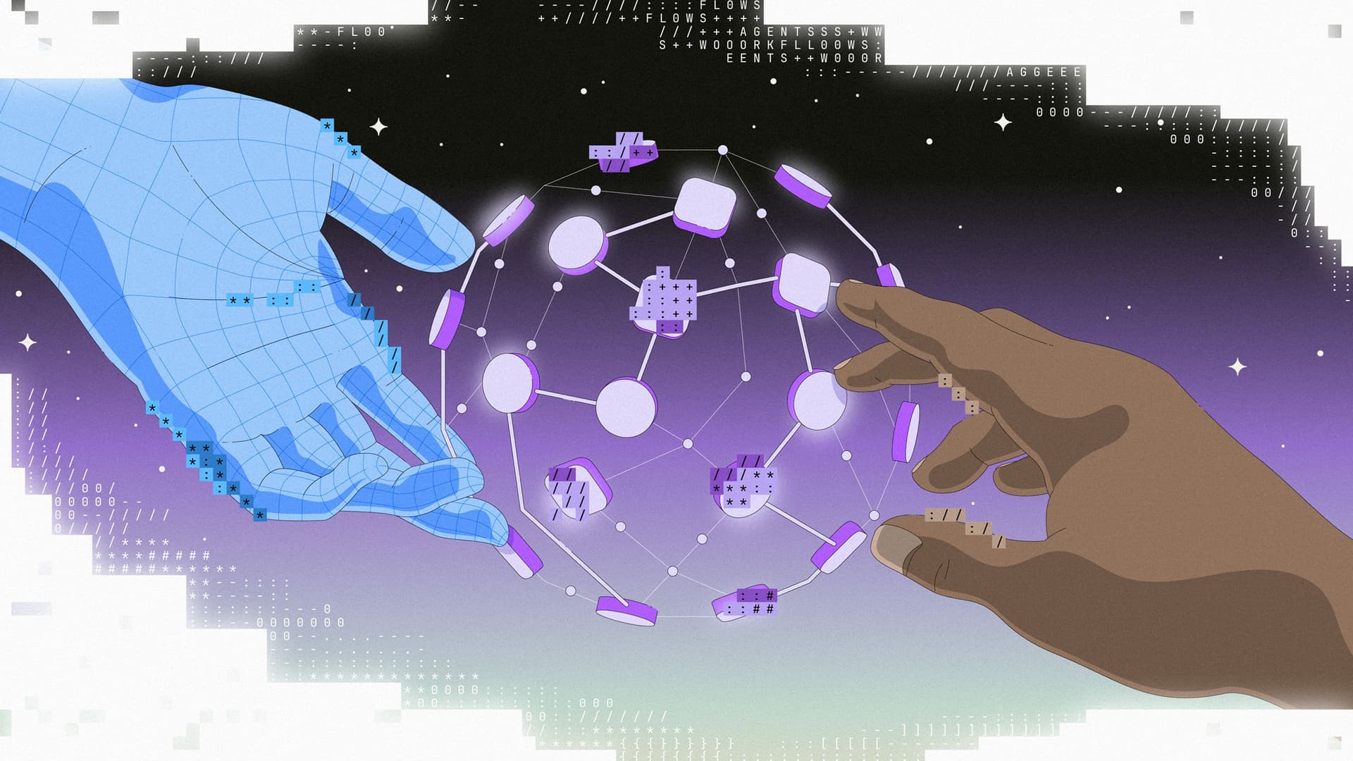 An image of a human and artificial hand working together