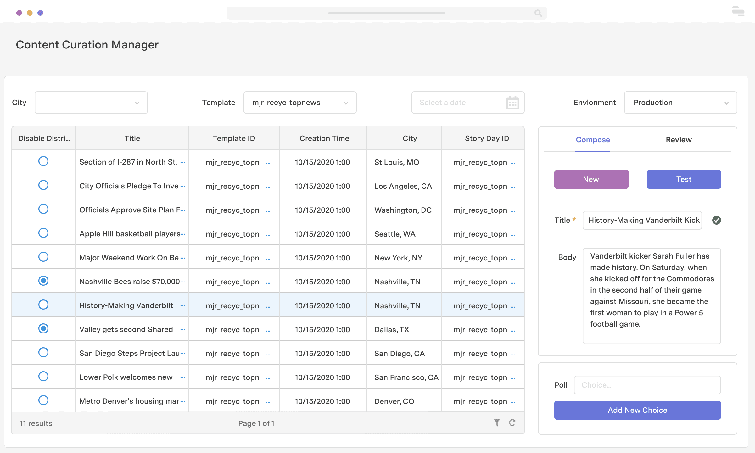 Content curation tool