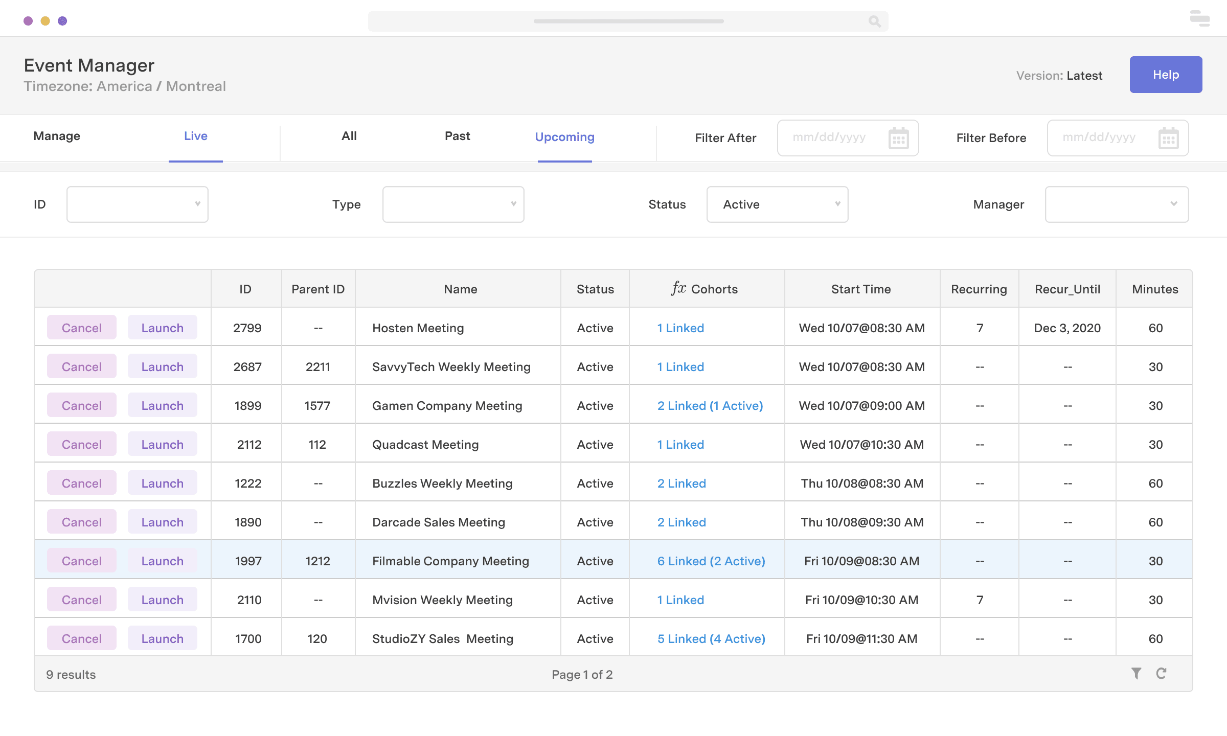 Event management tool