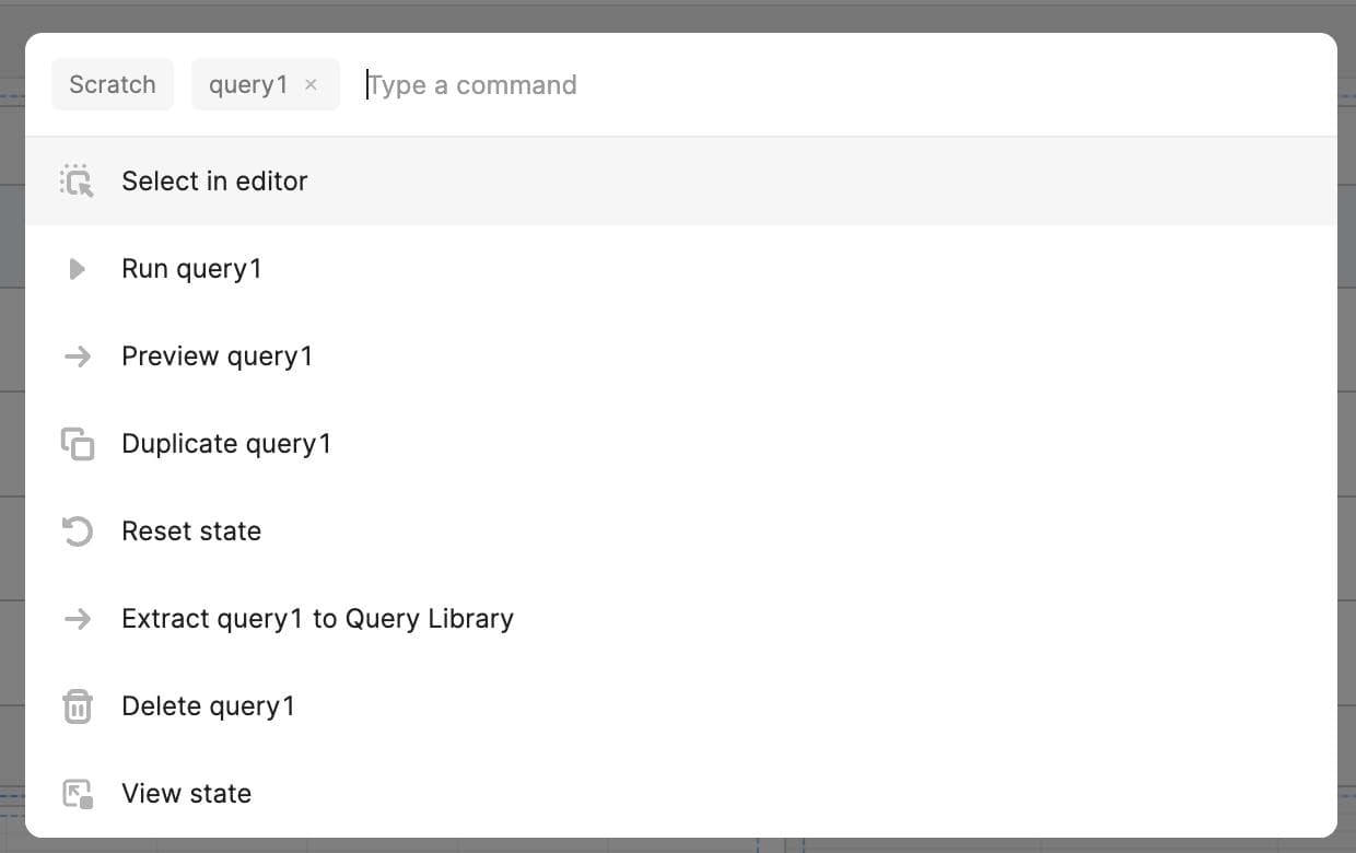Take action on a query, like running it, deleting it, or adding it to your query library