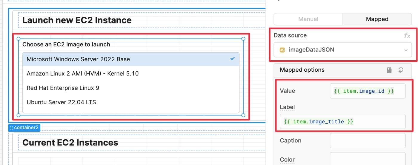 Setup the Listbox Component to display EC2 Image Data returned by imageDataJSON query