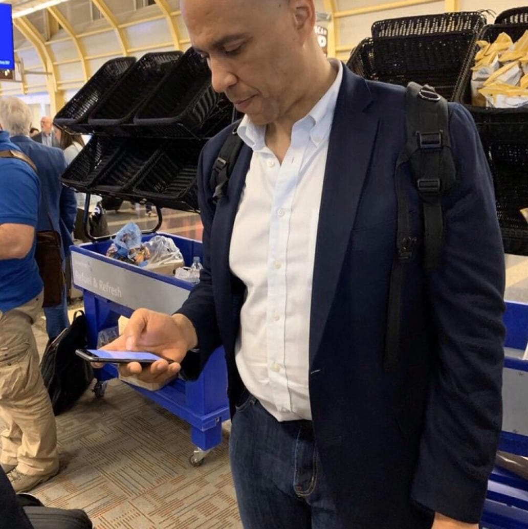 Senator Booker using his team’s Retool app on the campaign trail