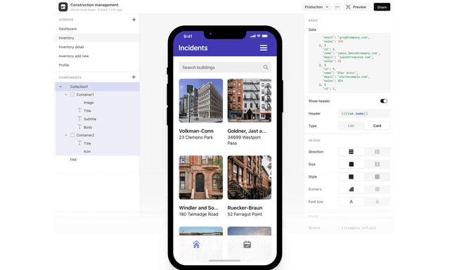 feature for Construction Management and Punch List Mobile App